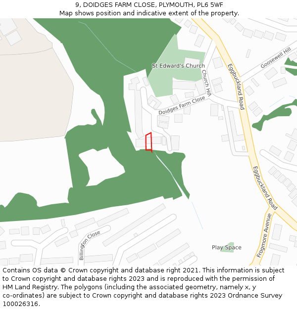 9, DOIDGES FARM CLOSE, PLYMOUTH, PL6 5WF: Location map and indicative extent of plot