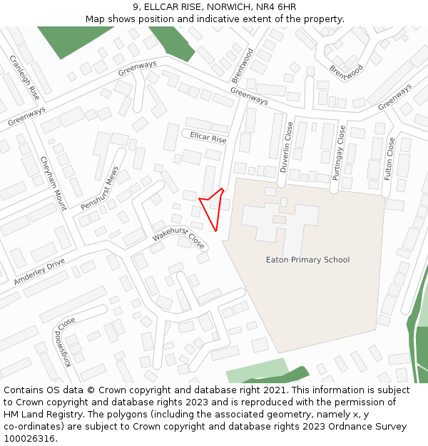 9, ELLCAR RISE, NORWICH, NR4 6HR: Location map and indicative extent of plot