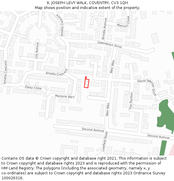 9, JOSEPH LEVY WALK, COVENTRY, CV3 1QH: Location map and indicative extent of plot