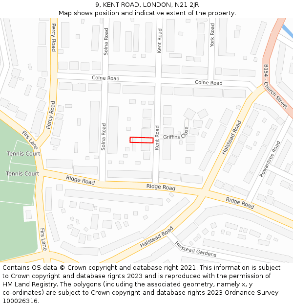 9, KENT ROAD, LONDON, N21 2JR: Location map and indicative extent of plot