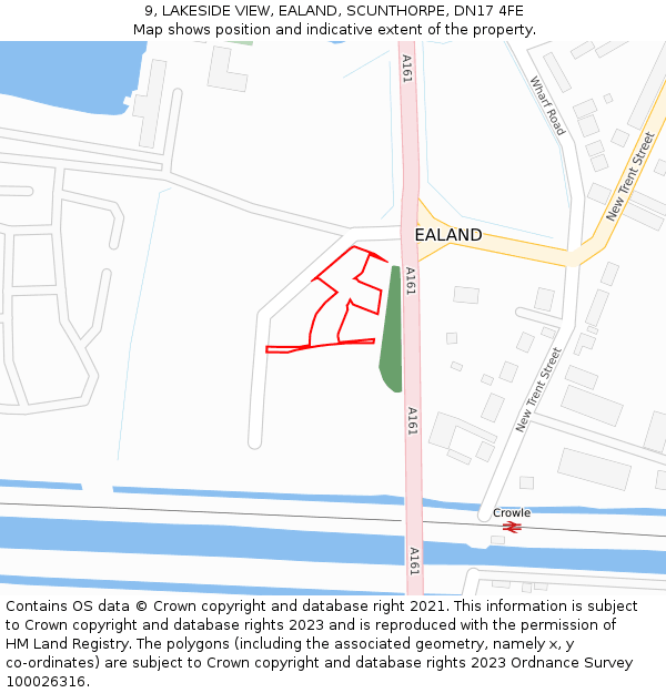 9, LAKESIDE VIEW, EALAND, SCUNTHORPE, DN17 4FE: Location map and indicative extent of plot