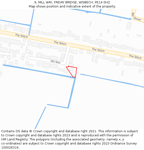 9, MILL WAY, FRIDAY BRIDGE, WISBECH, PE14 0HZ: Location map and indicative extent of plot