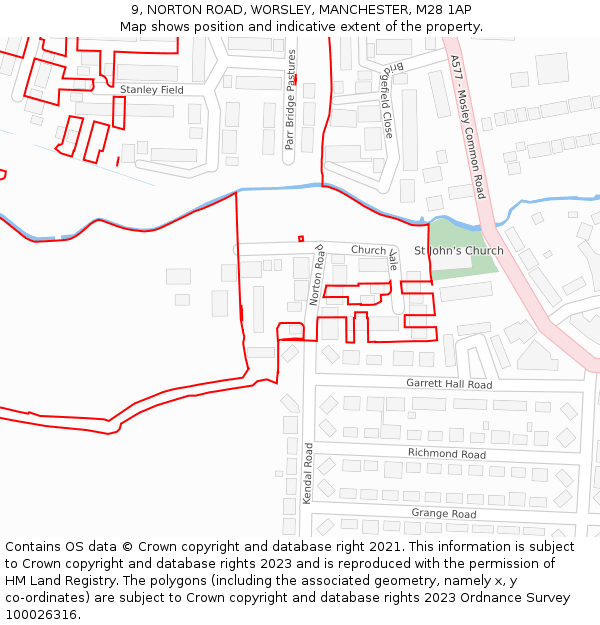 9, NORTON ROAD, WORSLEY, MANCHESTER, M28 1AP: Location map and indicative extent of plot