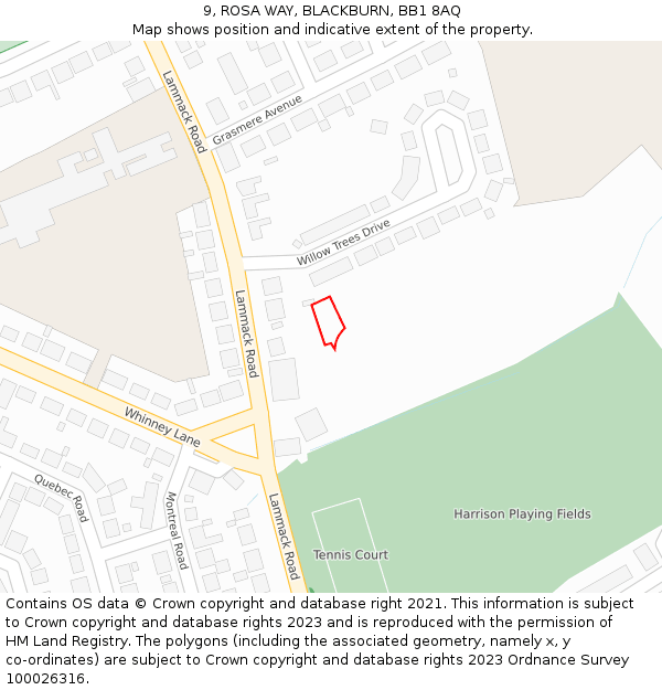 9, ROSA WAY, BLACKBURN, BB1 8AQ: Location map and indicative extent of plot