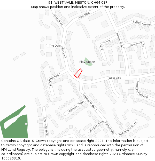 91, WEST VALE, NESTON, CH64 0SF: Location map and indicative extent of plot