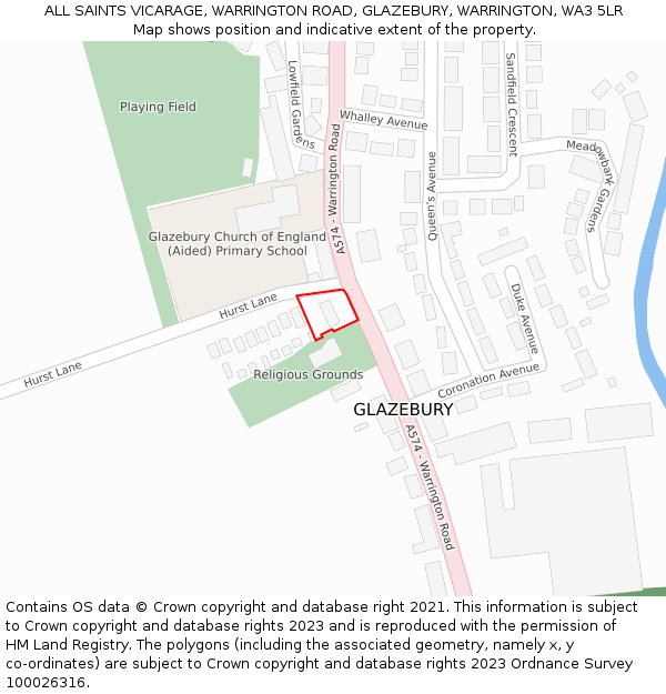 ALL SAINTS VICARAGE, WARRINGTON ROAD, GLAZEBURY, WARRINGTON, WA3 5LR: Location map and indicative extent of plot