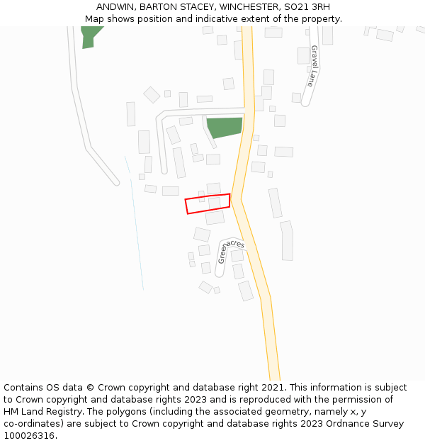 ANDWIN, BARTON STACEY, WINCHESTER, SO21 3RH: Location map and indicative extent of plot