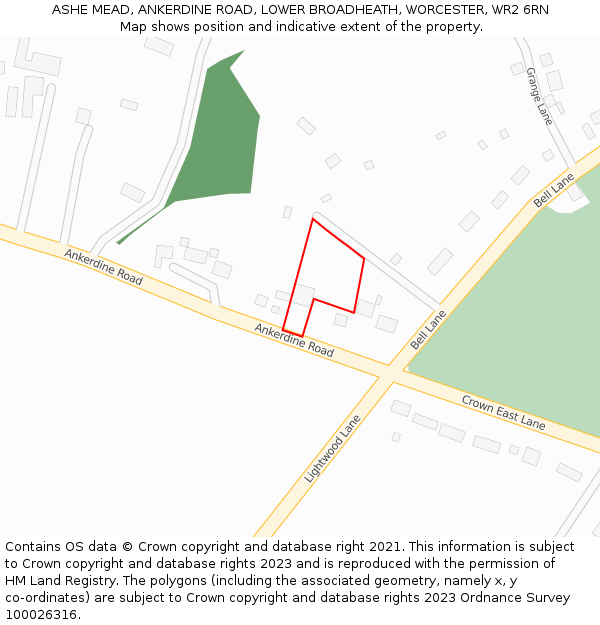 ASHE MEAD, ANKERDINE ROAD, LOWER BROADHEATH, WORCESTER, WR2 6RN: Location map and indicative extent of plot