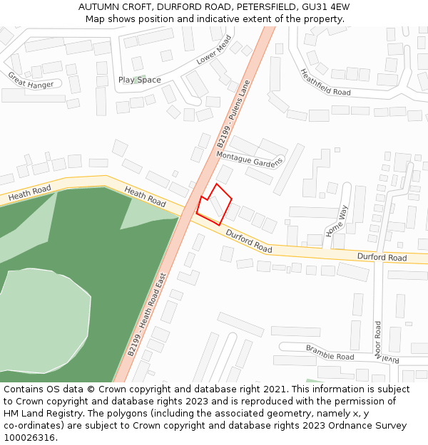 AUTUMN CROFT, DURFORD ROAD, PETERSFIELD, GU31 4EW: Location map and indicative extent of plot