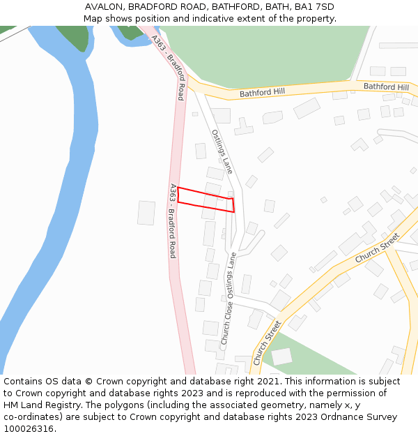 AVALON, BRADFORD ROAD, BATHFORD, BATH, BA1 7SD: Location map and indicative extent of plot