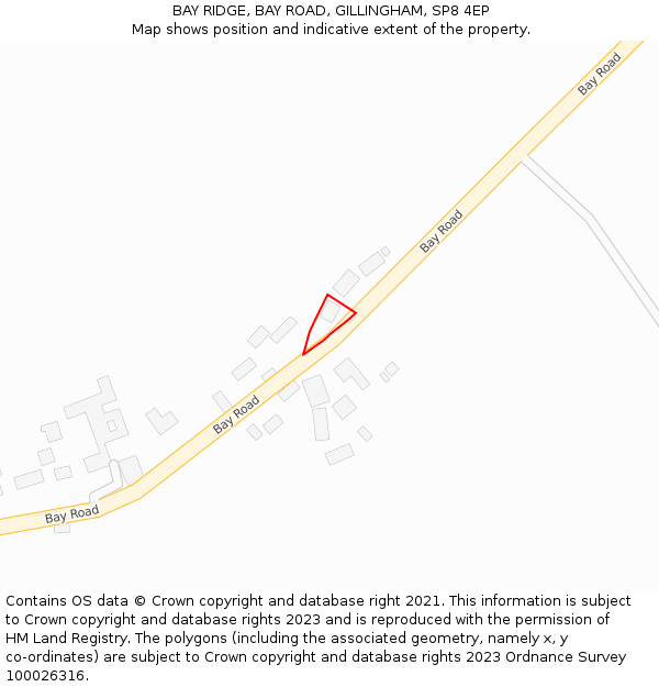 BAY RIDGE, BAY ROAD, GILLINGHAM, SP8 4EP: Location map and indicative extent of plot