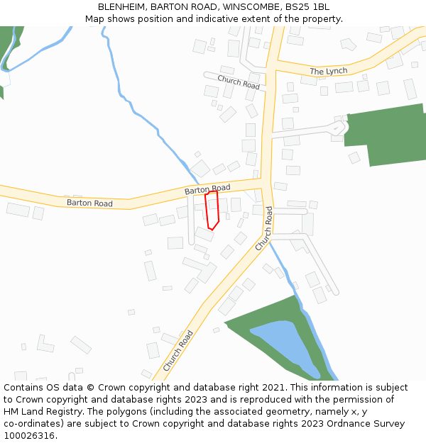 BLENHEIM, BARTON ROAD, WINSCOMBE, BS25 1BL: Location map and indicative extent of plot