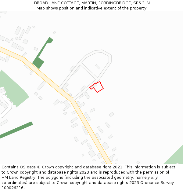 BROAD LANE COTTAGE, MARTIN, FORDINGBRIDGE, SP6 3LN: Location map and indicative extent of plot