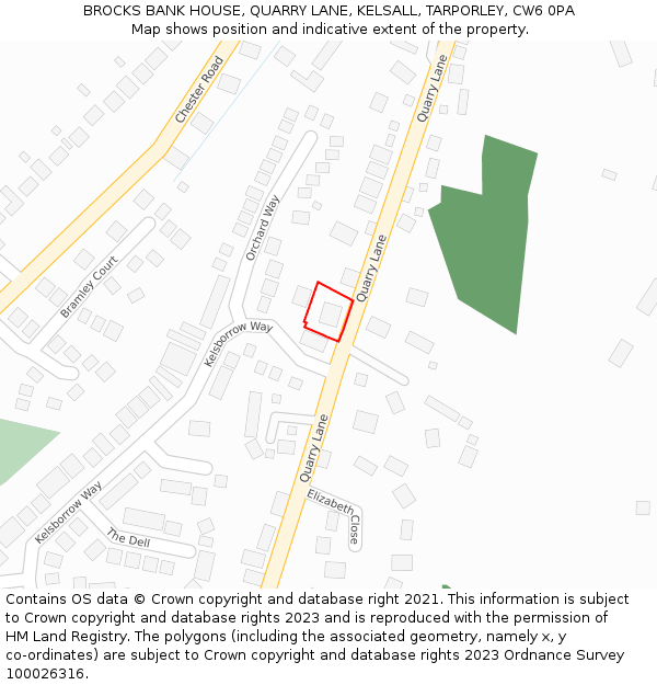 BROCKS BANK HOUSE, QUARRY LANE, KELSALL, TARPORLEY, CW6 0PA: Location map and indicative extent of plot