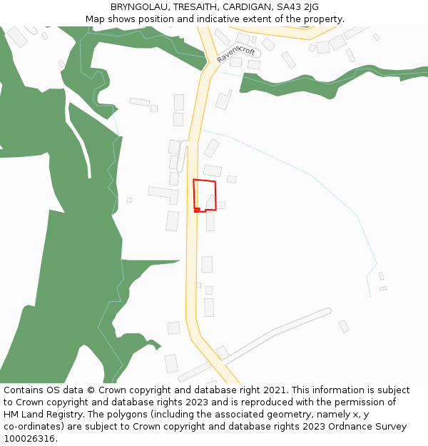 BRYNGOLAU, TRESAITH, CARDIGAN, SA43 2JG: Location map and indicative extent of plot