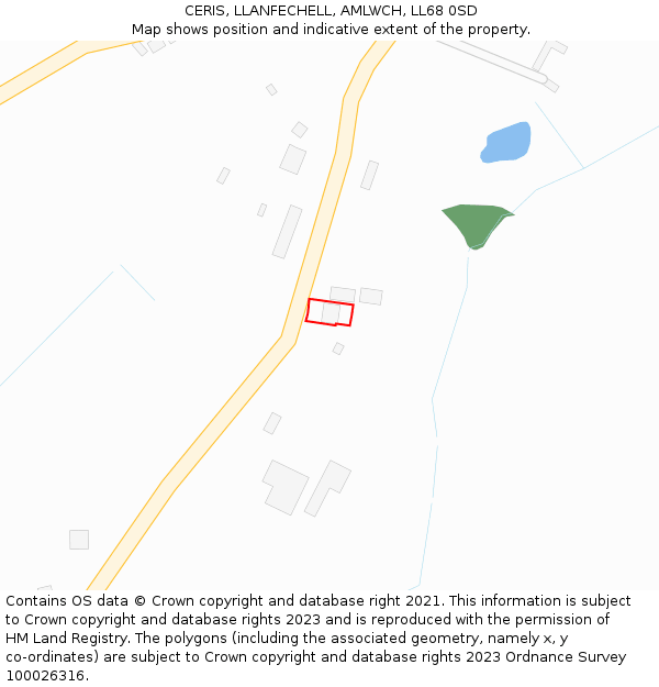 CERIS, LLANFECHELL, AMLWCH, LL68 0SD: Location map and indicative extent of plot