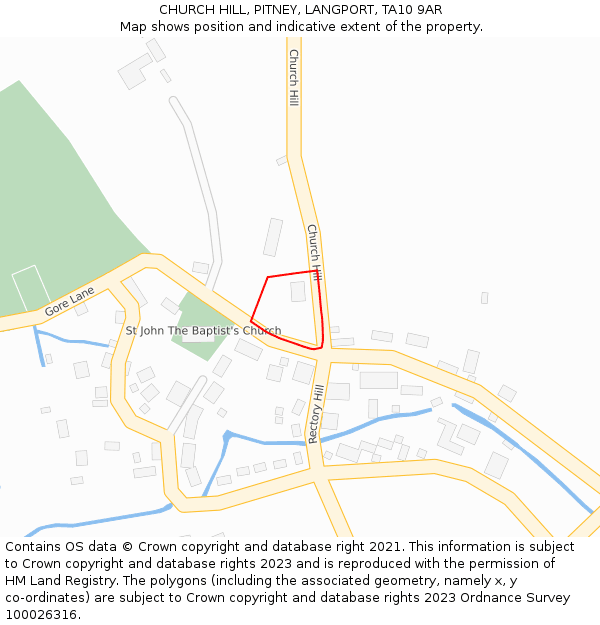 CHURCH HILL, PITNEY, LANGPORT, TA10 9AR: Location map and indicative extent of plot