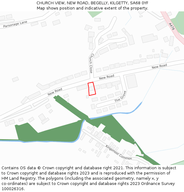 CHURCH VIEW, NEW ROAD, BEGELLY, KILGETTY, SA68 0YF: Location map and indicative extent of plot