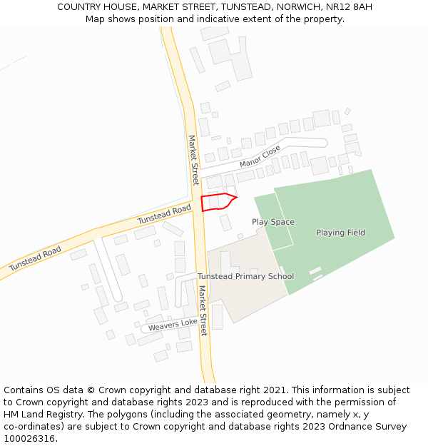 COUNTRY HOUSE, MARKET STREET, TUNSTEAD, NORWICH, NR12 8AH: Location map and indicative extent of plot