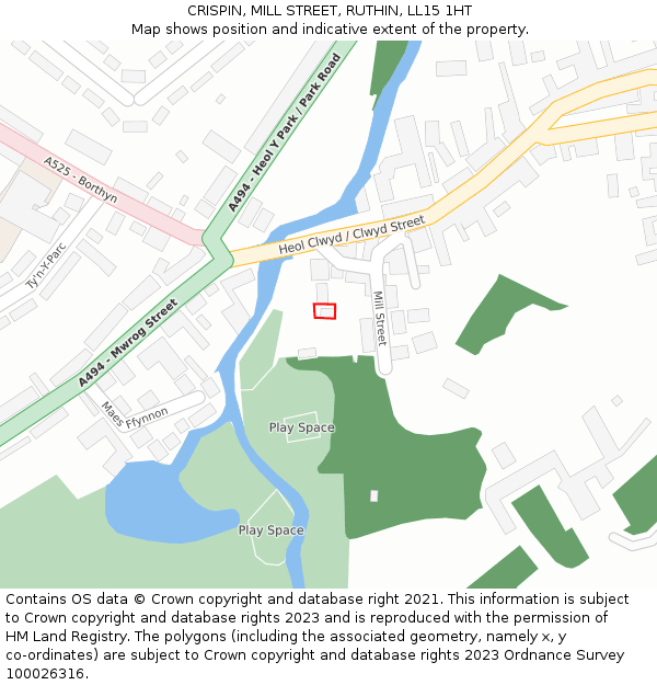 CRISPIN, MILL STREET, RUTHIN, LL15 1HT: Location map and indicative extent of plot