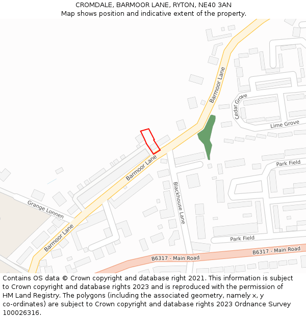 CROMDALE, BARMOOR LANE, RYTON, NE40 3AN: Location map and indicative extent of plot