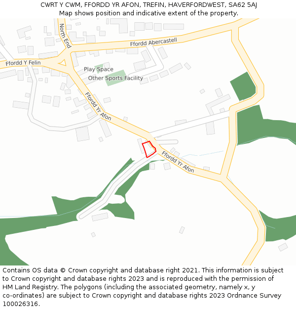 CWRT Y CWM, FFORDD YR AFON, TREFIN, HAVERFORDWEST, SA62 5AJ: Location map and indicative extent of plot