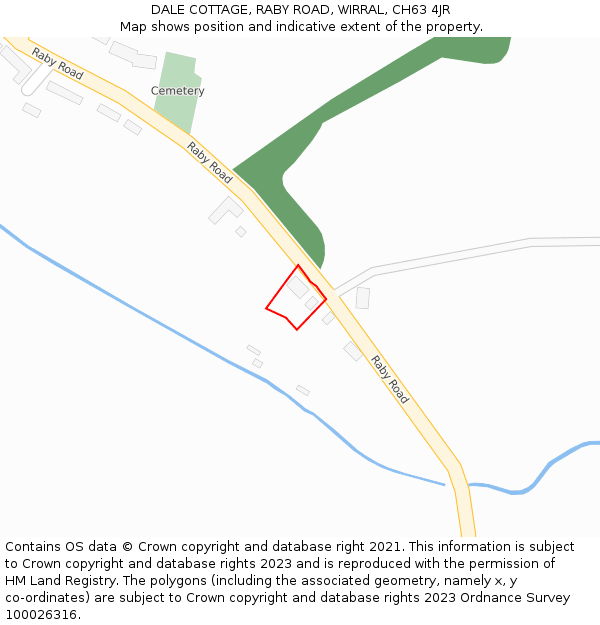 DALE COTTAGE, RABY ROAD, WIRRAL, CH63 4JR: Location map and indicative extent of plot