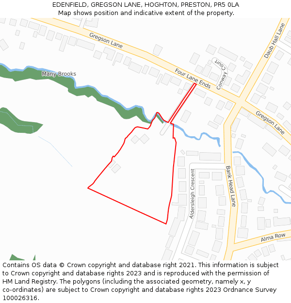 EDENFIELD, GREGSON LANE, HOGHTON, PRESTON, PR5 0LA: Location map and indicative extent of plot