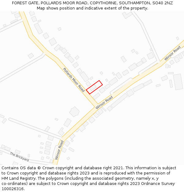 FOREST GATE, POLLARDS MOOR ROAD, COPYTHORNE, SOUTHAMPTON, SO40 2NZ: Location map and indicative extent of plot