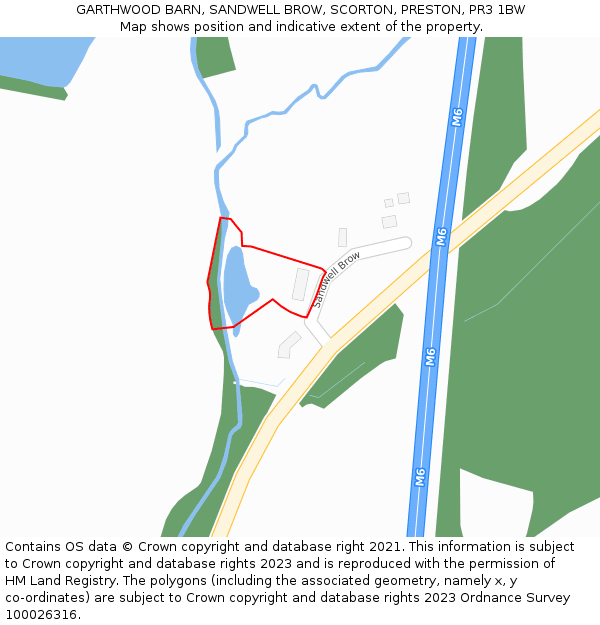 GARTHWOOD BARN, SANDWELL BROW, SCORTON, PRESTON, PR3 1BW: Location map and indicative extent of plot