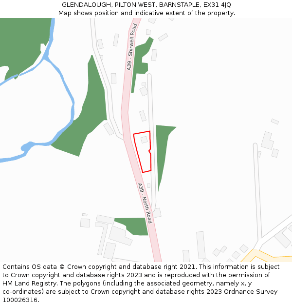 GLENDALOUGH, PILTON WEST, BARNSTAPLE, EX31 4JQ: Location map and indicative extent of plot