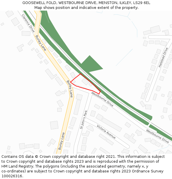 GOOSEWELL FOLD, WESTBOURNE DRIVE, MENSTON, ILKLEY, LS29 6EL: Location map and indicative extent of plot