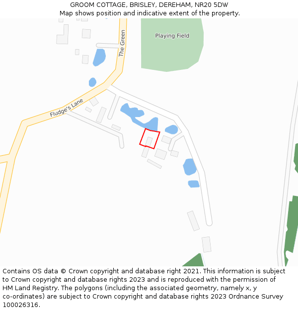 GROOM COTTAGE, BRISLEY, DEREHAM, NR20 5DW: Location map and indicative extent of plot