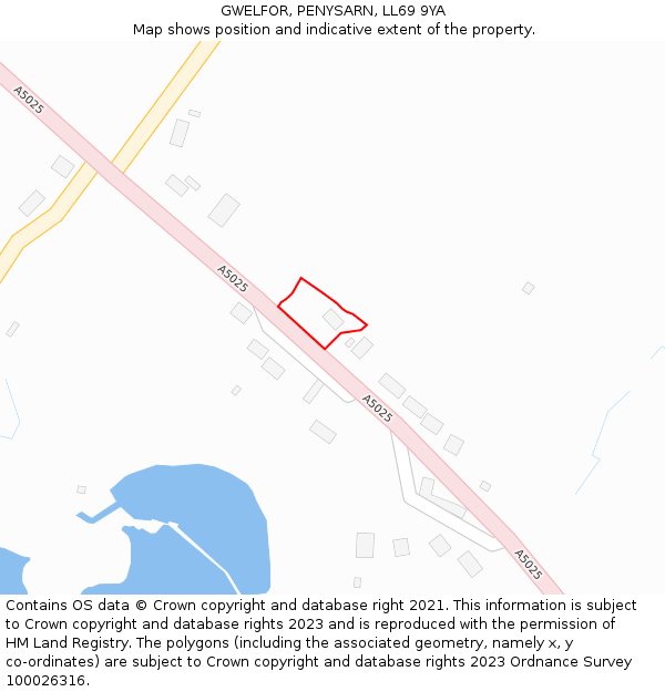 GWELFOR, PENYSARN, LL69 9YA: Location map and indicative extent of plot