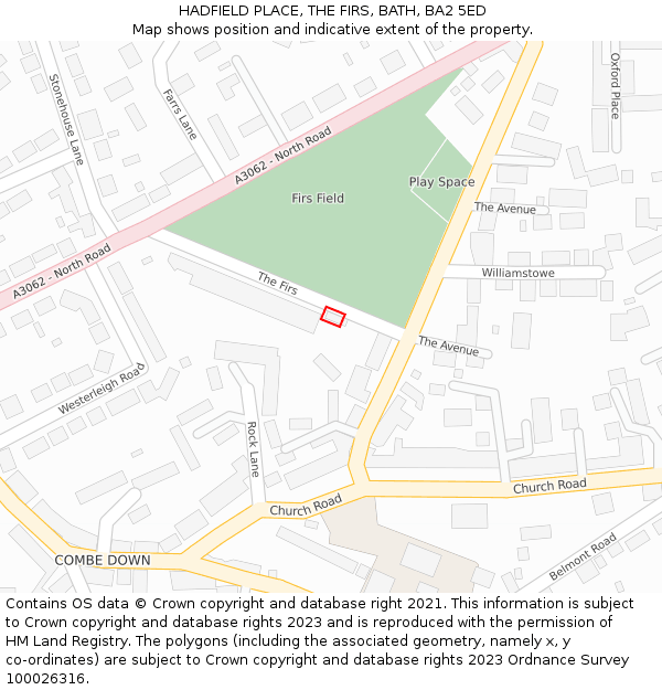 HADFIELD PLACE, THE FIRS, BATH, BA2 5ED: Location map and indicative extent of plot