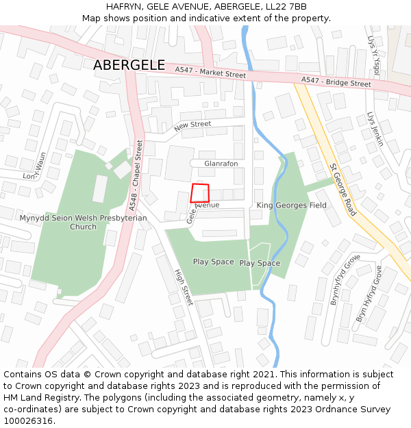 HAFRYN, GELE AVENUE, ABERGELE, LL22 7BB: Location map and indicative extent of plot