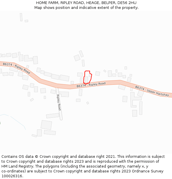 HOME FARM, RIPLEY ROAD, HEAGE, BELPER, DE56 2HU: Location map and indicative extent of plot