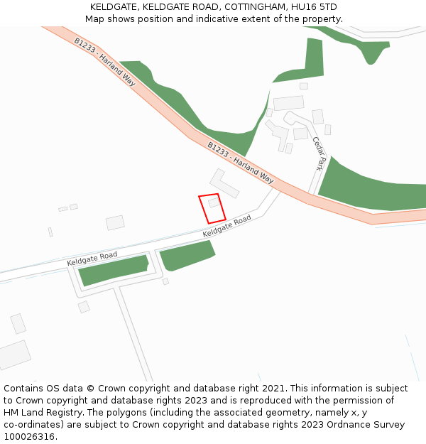 KELDGATE, KELDGATE ROAD, COTTINGHAM, HU16 5TD: Location map and indicative extent of plot