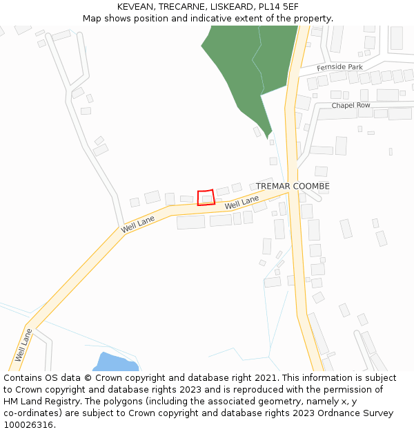 KEVEAN, TRECARNE, LISKEARD, PL14 5EF: Location map and indicative extent of plot