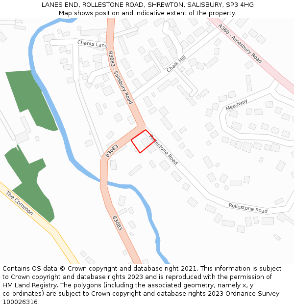 LANES END, ROLLESTONE ROAD, SHREWTON, SALISBURY, SP3 4HG: Location map and indicative extent of plot