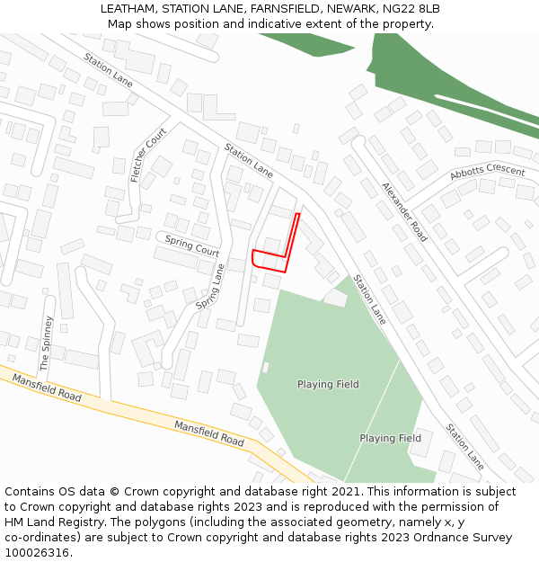 LEATHAM, STATION LANE, FARNSFIELD, NEWARK, NG22 8LB: Location map and indicative extent of plot