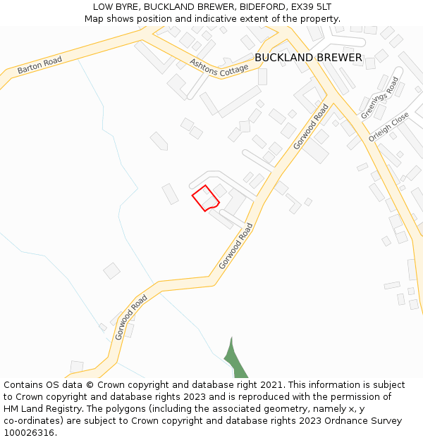 LOW BYRE, BUCKLAND BREWER, BIDEFORD, EX39 5LT: Location map and indicative extent of plot