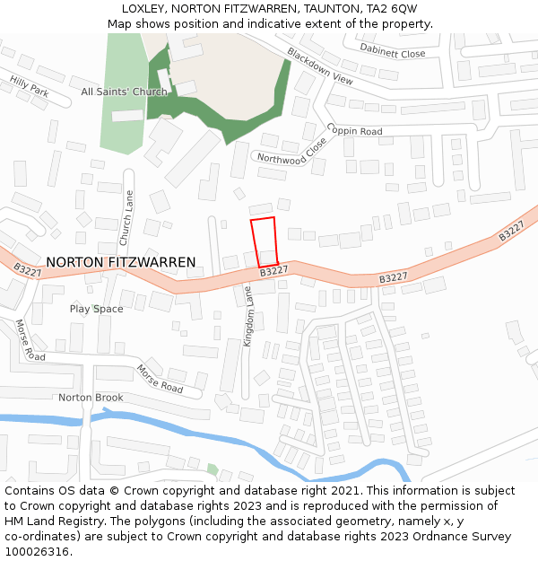 LOXLEY, NORTON FITZWARREN, TAUNTON, TA2 6QW: Location map and indicative extent of plot