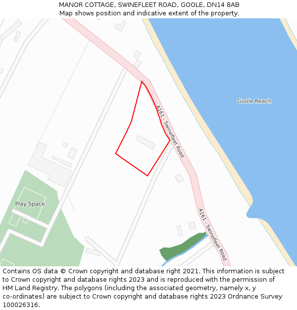 MANOR COTTAGE, SWINEFLEET ROAD, GOOLE, DN14 8AB: Location map and indicative extent of plot