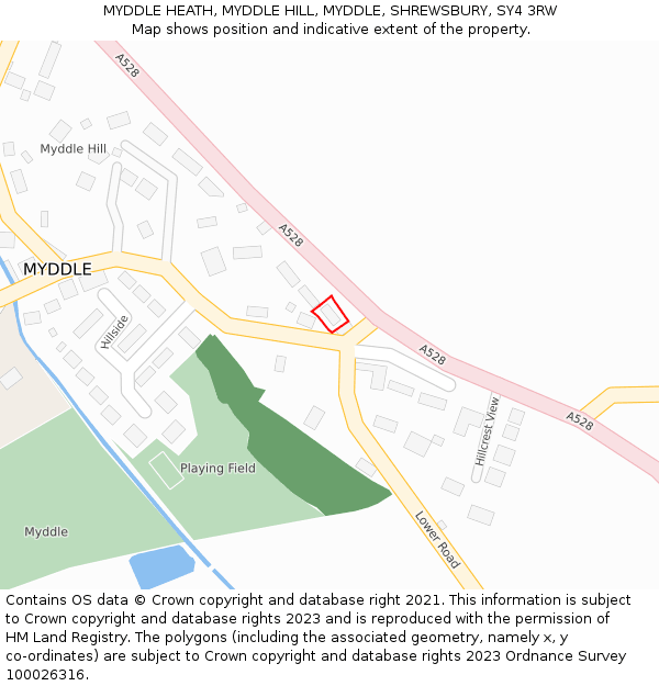 MYDDLE HEATH, MYDDLE HILL, MYDDLE, SHREWSBURY, SY4 3RW: Location map and indicative extent of plot