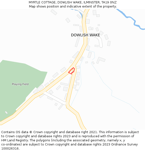 MYRTLE COTTAGE, DOWLISH WAKE, ILMINSTER, TA19 0NZ: Location map and indicative extent of plot