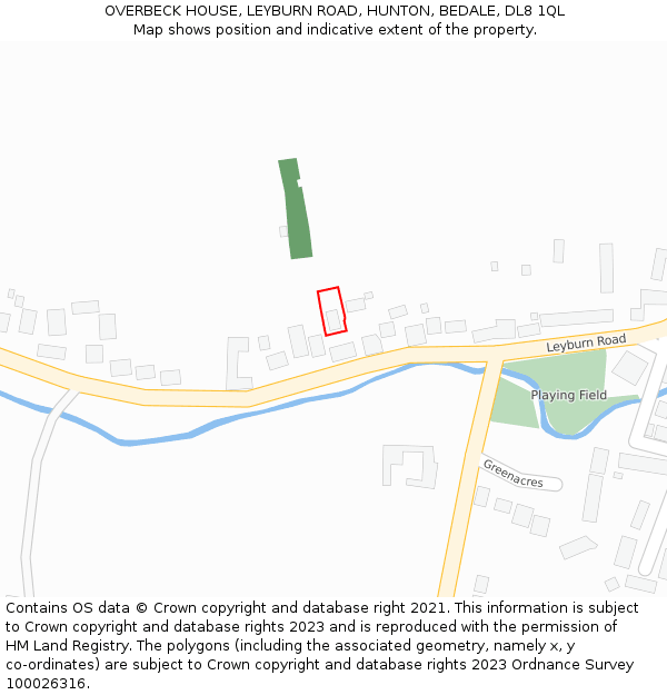 OVERBECK HOUSE, LEYBURN ROAD, HUNTON, BEDALE, DL8 1QL: Location map and indicative extent of plot