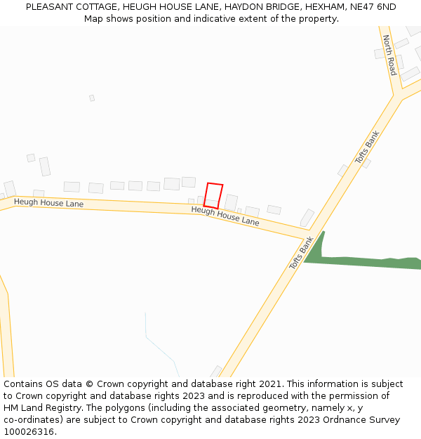 PLEASANT COTTAGE, HEUGH HOUSE LANE, HAYDON BRIDGE, HEXHAM, NE47 6ND: Location map and indicative extent of plot