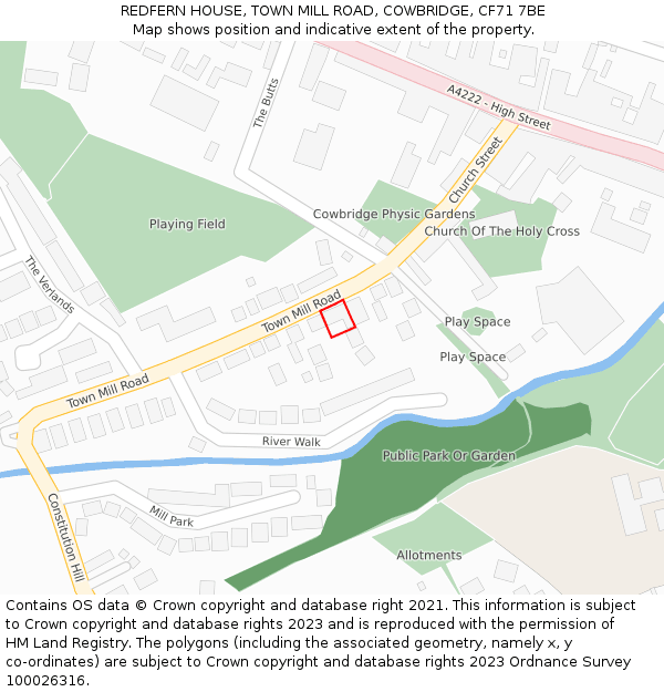 REDFERN HOUSE, TOWN MILL ROAD, COWBRIDGE, CF71 7BE: Location map and indicative extent of plot