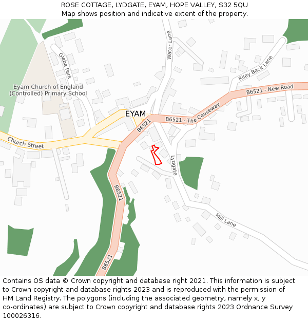 ROSE COTTAGE, LYDGATE, EYAM, HOPE VALLEY, S32 5QU: Location map and indicative extent of plot